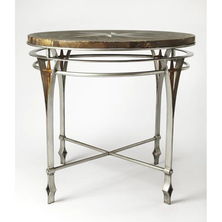 Butler Specialty Regina Fossil Stone and Metal Foyer Table in Brown