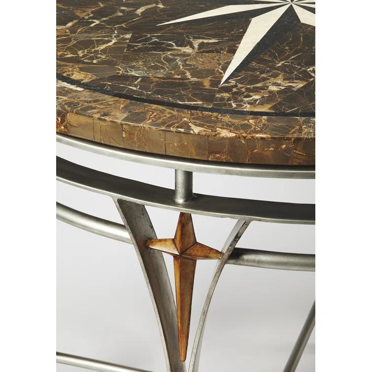Butler Specialty Regina Fossil Stone and Metal Foyer Table in Brown