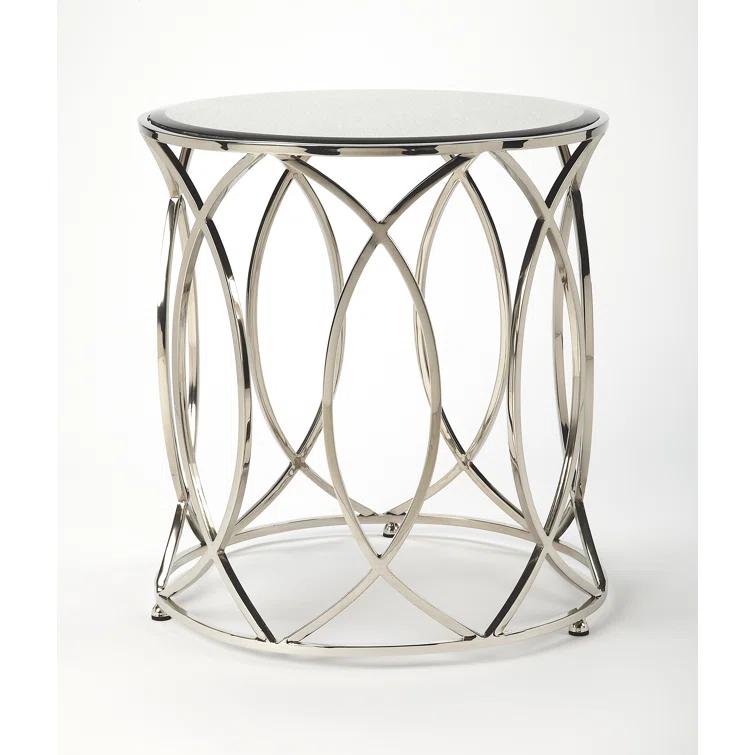 Butler Specialty Desiree Mirror And Nickel End Table In White