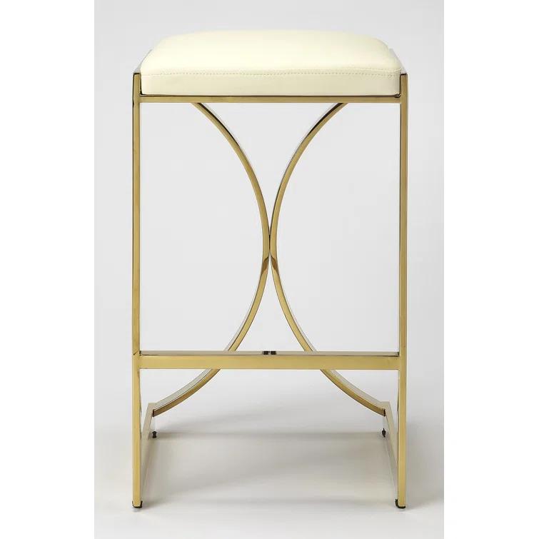 Butler Specialty Company Natalya 24" Faux Leather Counter Stool - Ivory / Gold