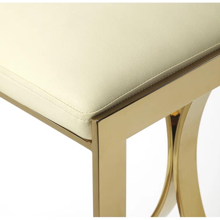 Butler Specialty Company Natalya 24" Faux Leather Counter Stool - Ivory / Gold