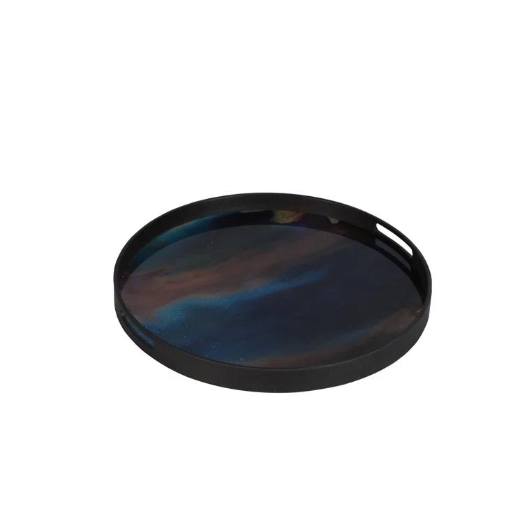19-Inch Indigo Mirror Glass Decorative Tray