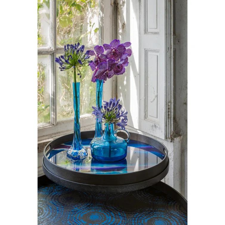 19-Inch Indigo Mirror Glass Decorative Tray