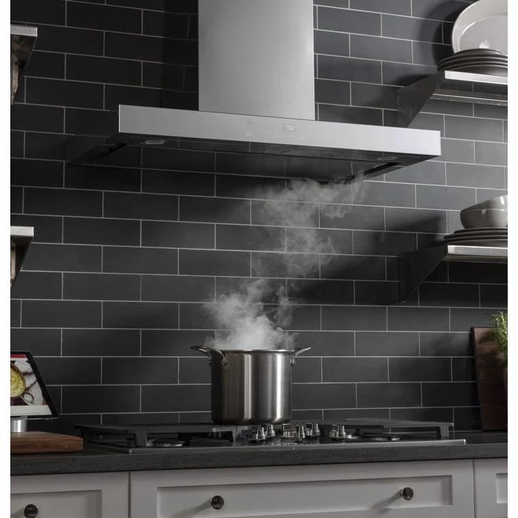 36" GE Profile Smart Appliances 610 CFM Convertible Wall Mount Range Hood with Night Light Wi-Fi Remote Control Included