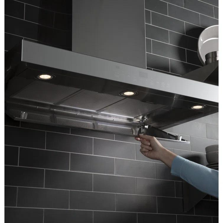 36" GE Profile Smart Appliances 610 CFM Convertible Wall Mount Range Hood with Night Light Wi-Fi Remote Control Included