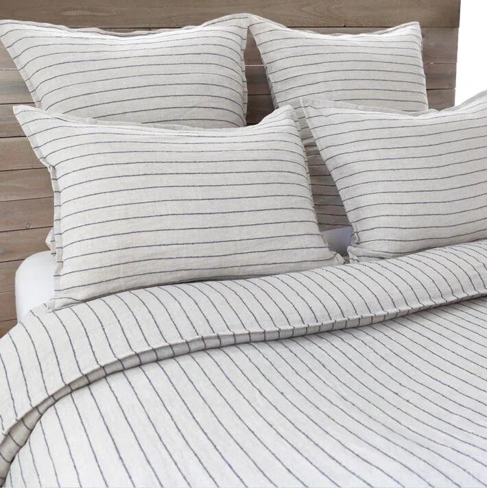Blake Linen Duvet by Pom Pom at Home - Flax and Midnight / Queen