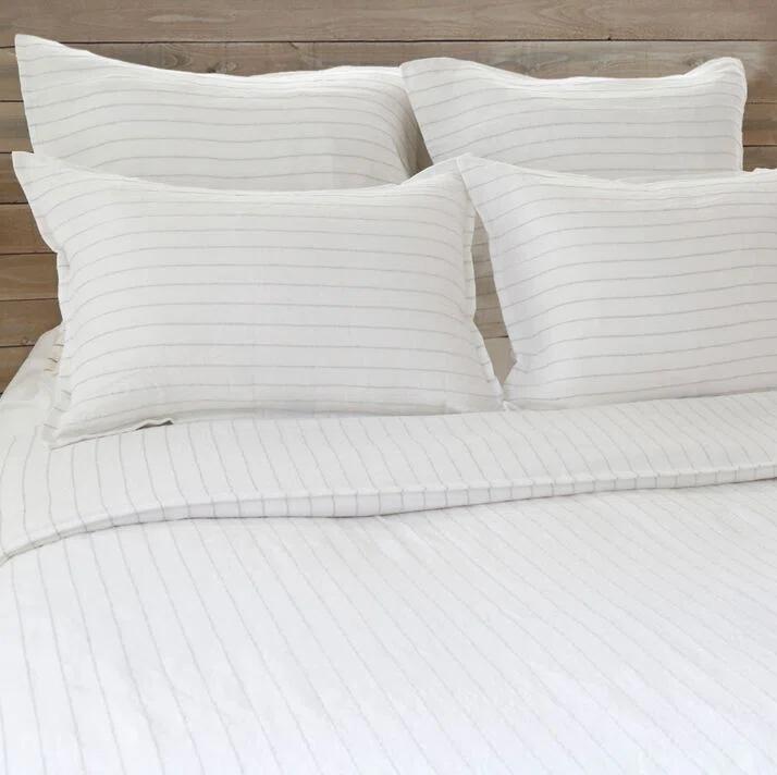Blake Linen Duvet by Pom Pom at Home - White and Ocean / Queen