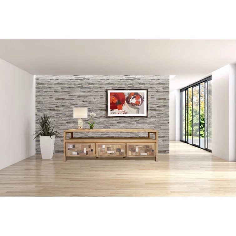 Chic Teak Mosaic 70" Reclaimed Teak TV Stand with Storage