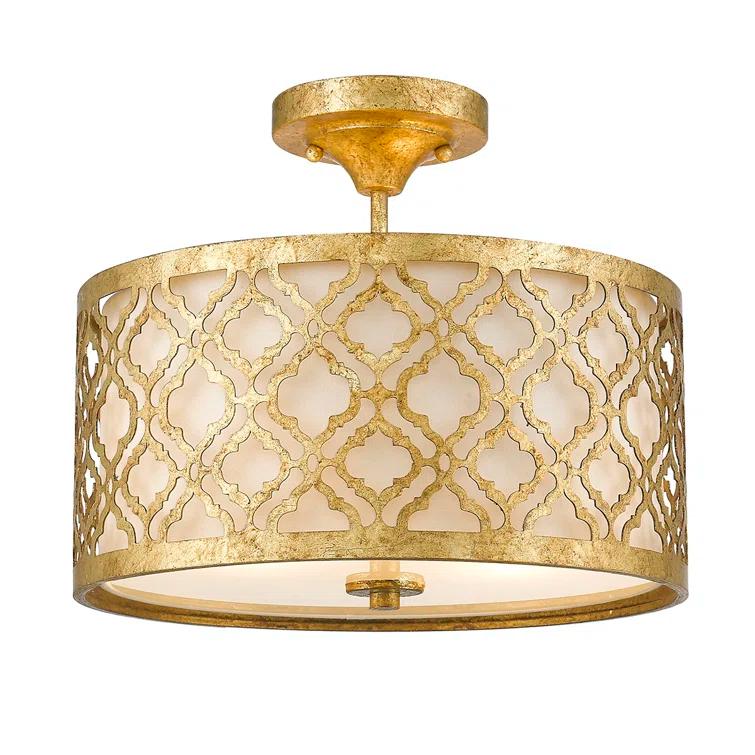 Arabella 2 - Light Distressed Gold Drum Pendant