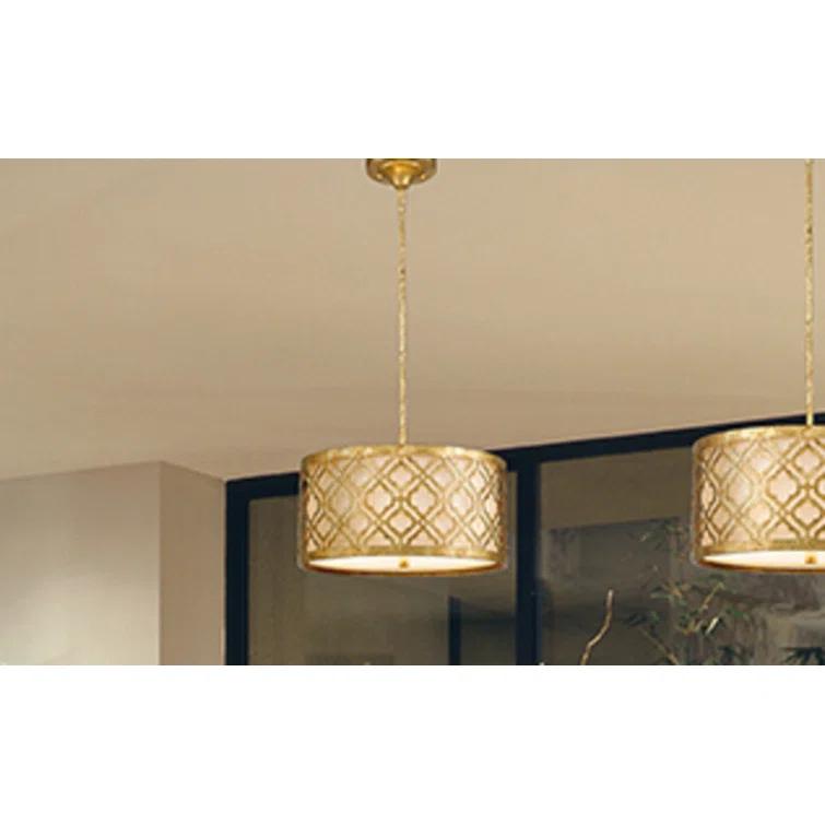 Arabella 2 - Light Distressed Gold Drum Pendant
