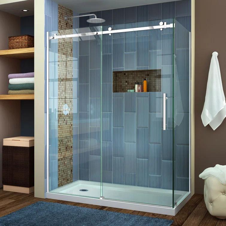 Enigma Air 60.38" W x 34.75" D x76" H Frameless Rectangle Walk In Shower Enclosure