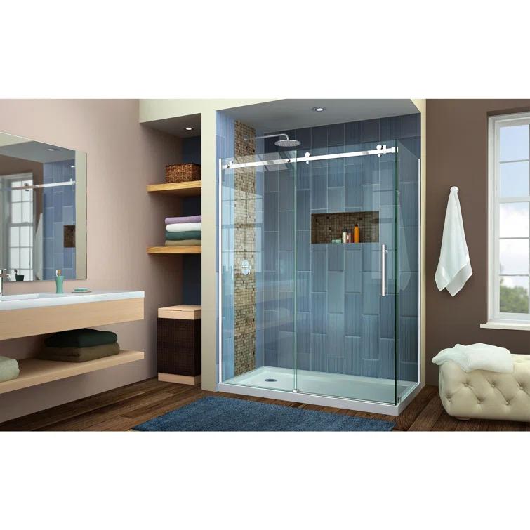 Enigma Air 60.38" W x 34.75" D x76" H Frameless Rectangle Walk In Shower Enclosure