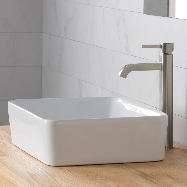 Ceramic Ceramic Rectangular Vessel Bathroom Sink