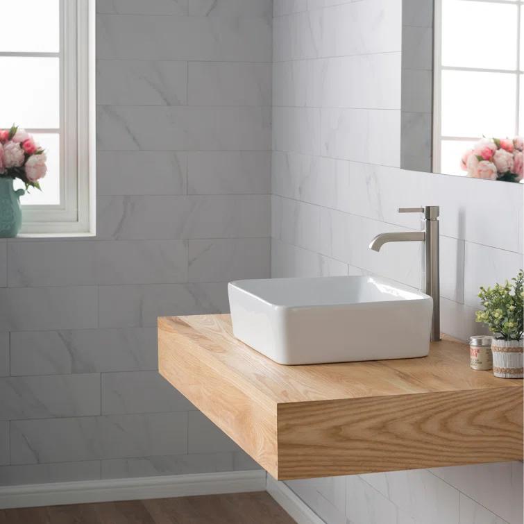 Ceramic Ceramic Rectangular Vessel Bathroom Sink