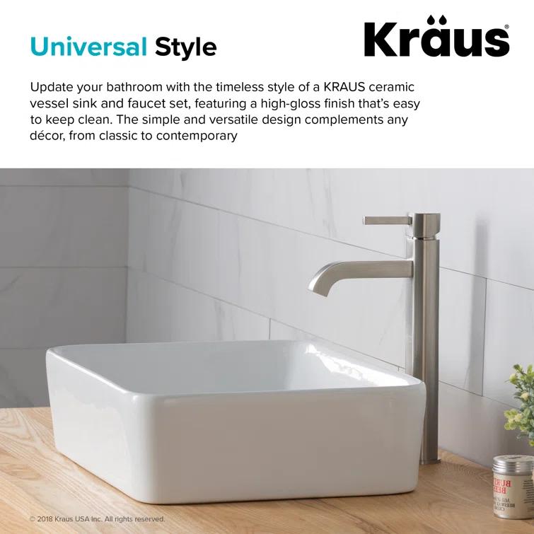 Ceramic Ceramic Rectangular Vessel Bathroom Sink