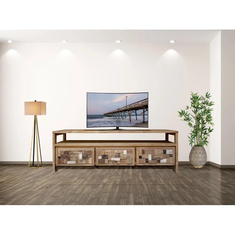 Chic Teak Mosaic 70" Reclaimed Teak TV Stand with Storage