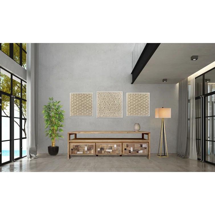 Chic Teak Mosaic 70" Reclaimed Teak TV Stand with Storage