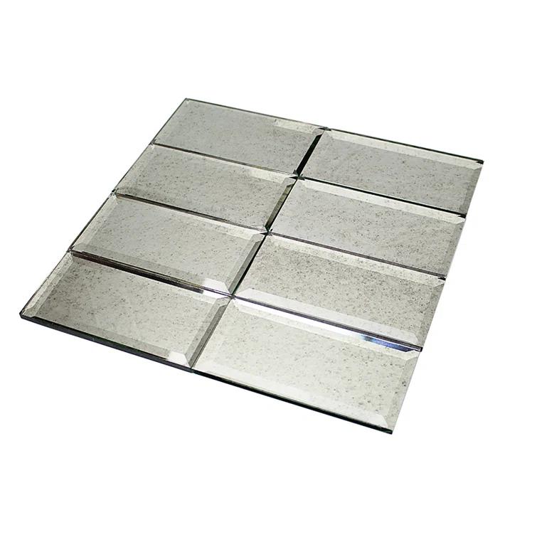 Vintage Mirror 3" x 6" Beveled Glass Brick Look Subway Wall Tile