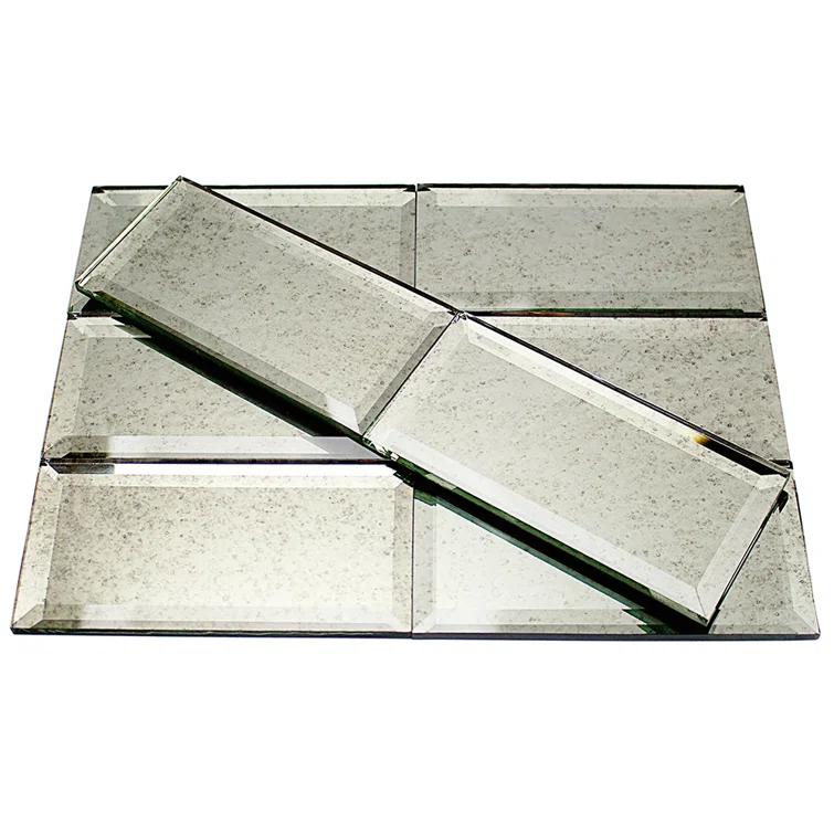 Vintage Mirror 3" x 6" Beveled Glass Brick Look Subway Wall Tile