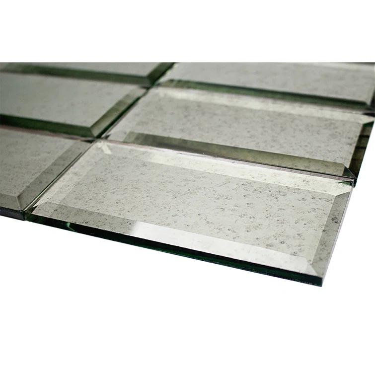 Vintage Mirror 3" x 6" Beveled Glass Brick Look Subway Wall Tile