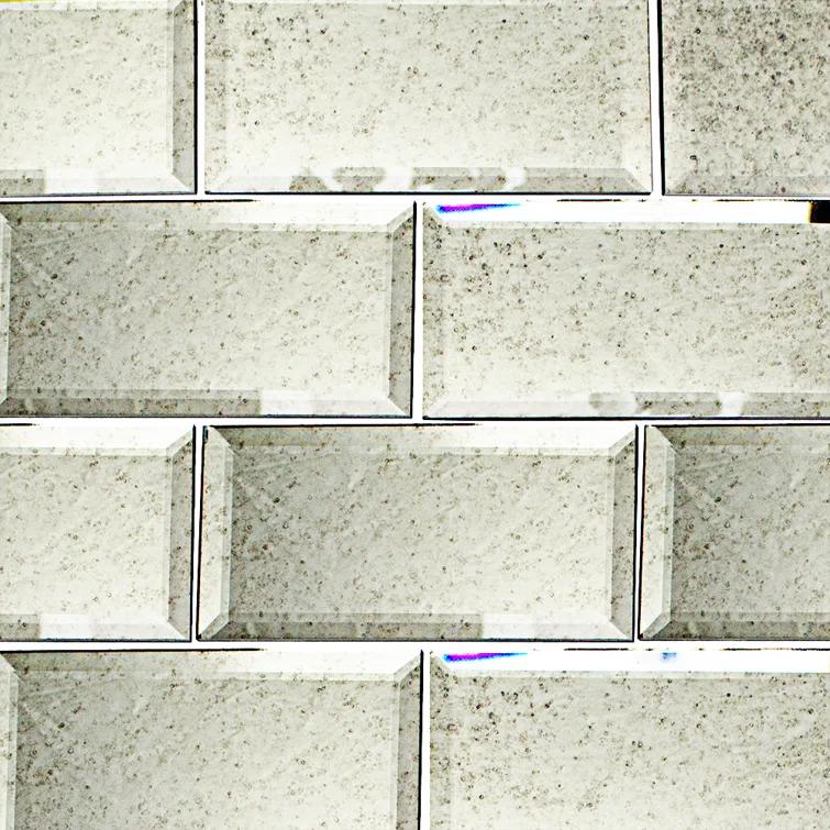 Vintage Mirror 3" x 6" Beveled Glass Brick Look Subway Wall Tile