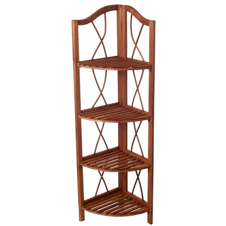 Lavish Home Lavish Home 4-Tier Wooden Folding Corner Bookshelf