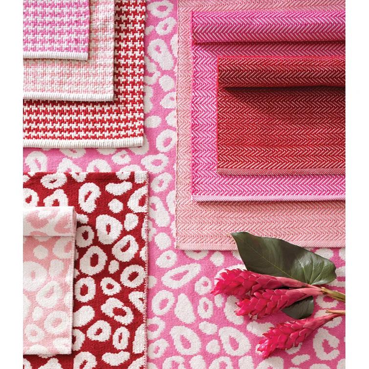 Herringbone Coral Handwoven Cotton Rug