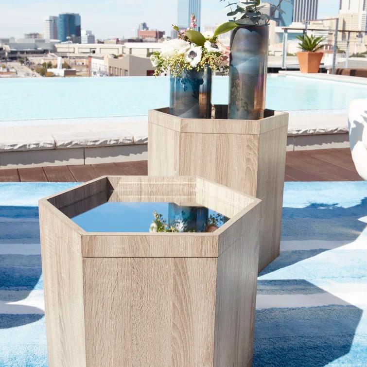 Cyan Design Honeycomb Mirrored Glass Tray Top End Table