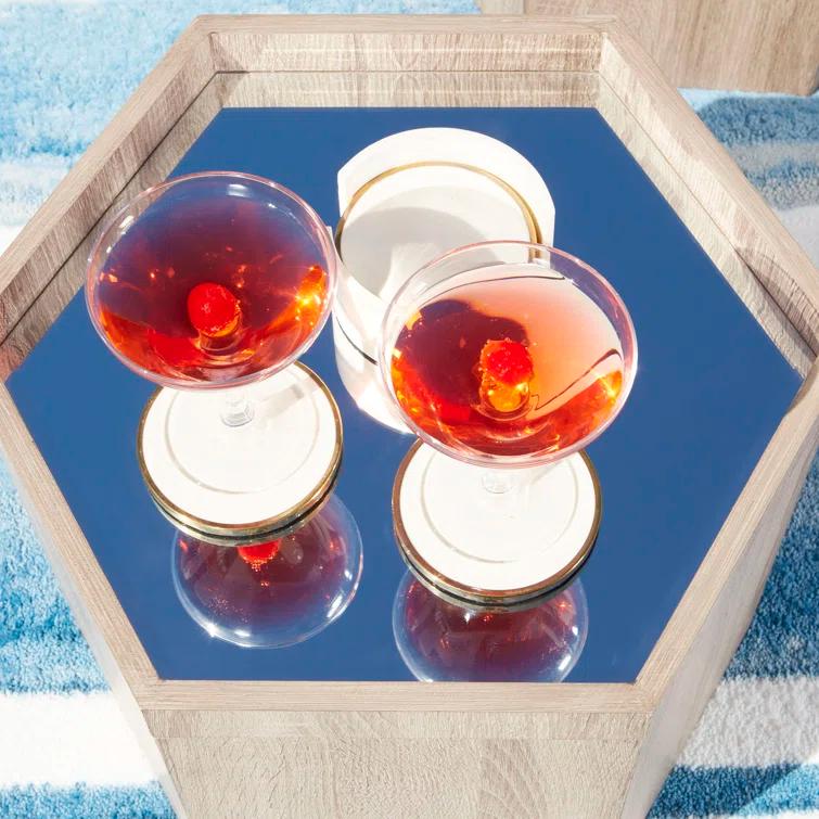 Cyan Design Honeycomb Mirrored Glass Tray Top End Table