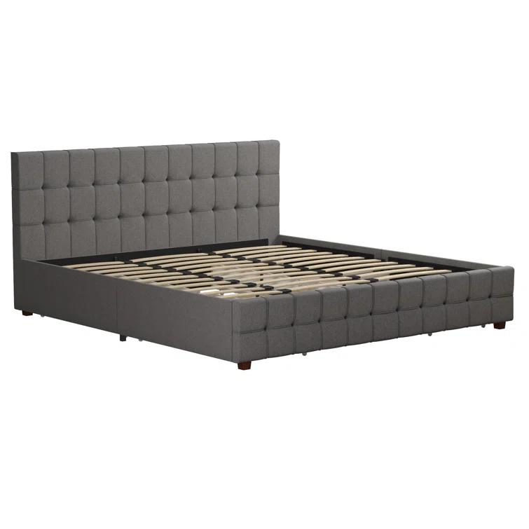 Elizabeth Tufted Upholstered Low Profile Storage Platform Bed
