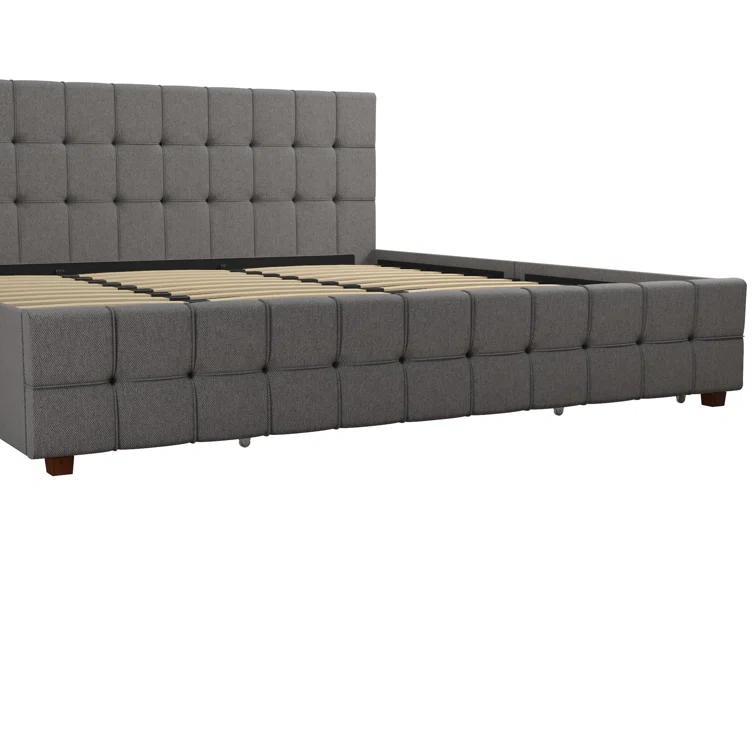 Elizabeth Tufted Upholstered Low Profile Storage Platform Bed