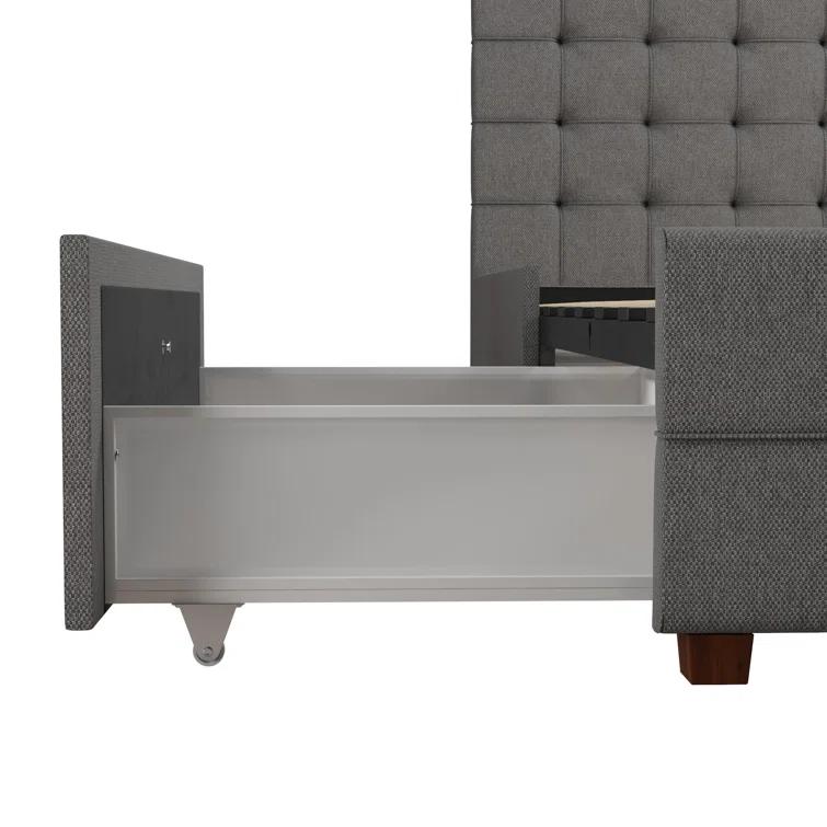 Elizabeth Tufted Upholstered Low Profile Storage Platform Bed