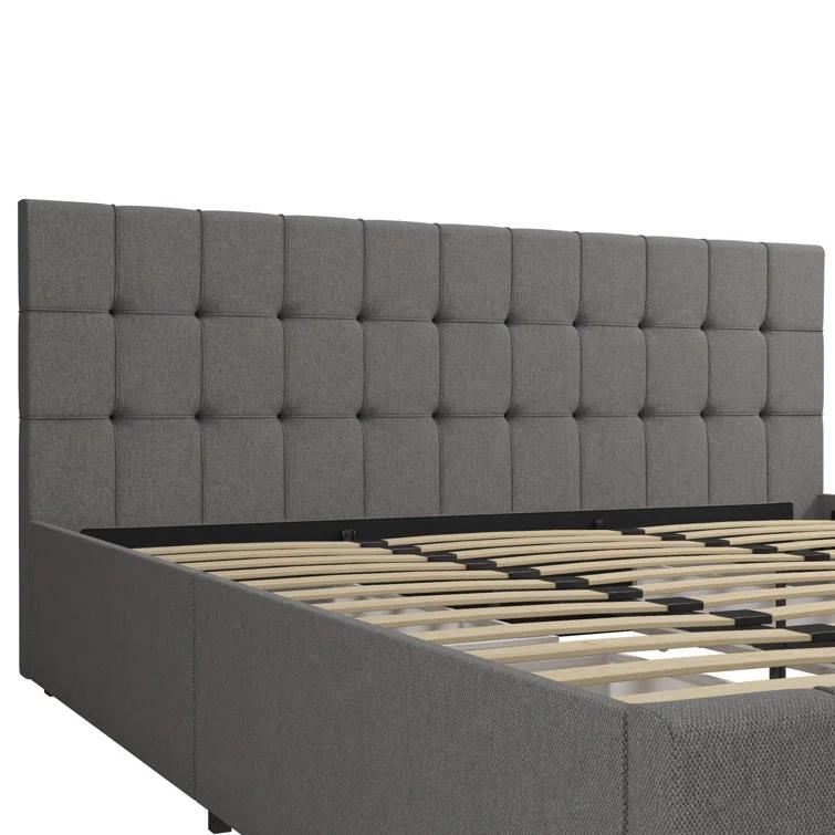Elizabeth Tufted Upholstered Low Profile Storage Platform Bed