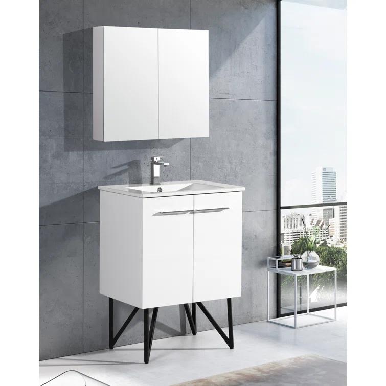 Annecy 24 In. Bathroom Vanity With Ceramic Sink Top