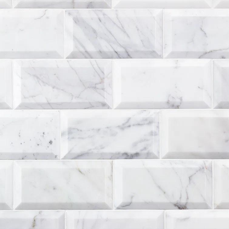 Calacatta 3" x 6" Marble Marble Look Subway Wall & Floor Tile