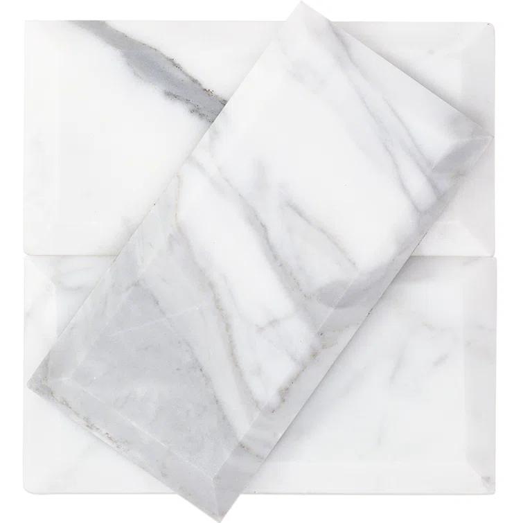 Calacatta 3" x 6" Marble Marble Look Subway Wall & Floor Tile