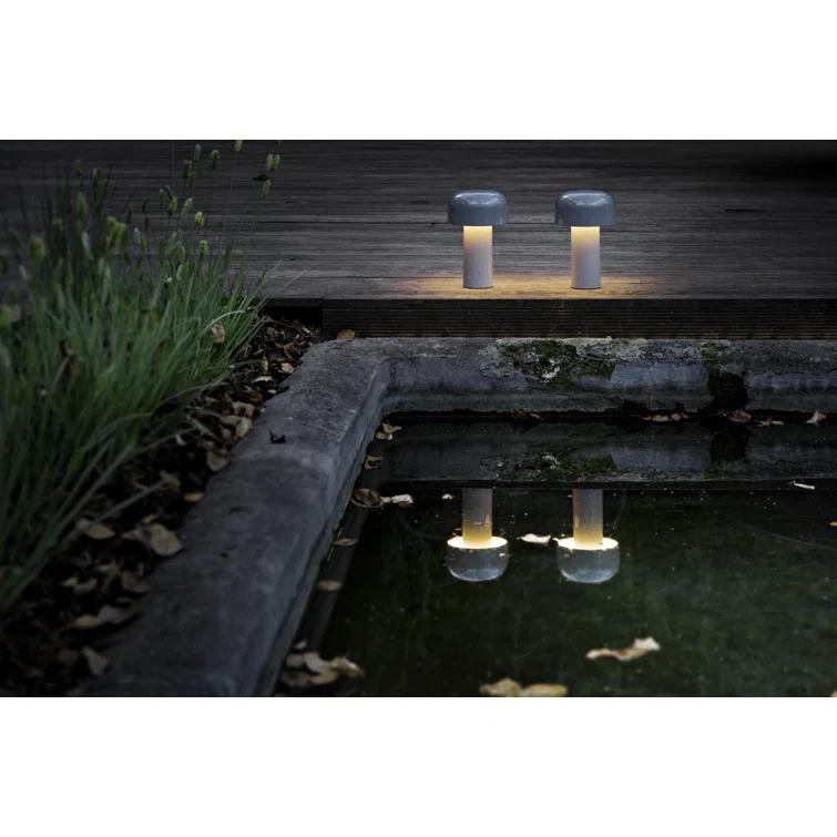 Gray Cordless Adjustable Outdoor Kids Table Lamp with LED Light