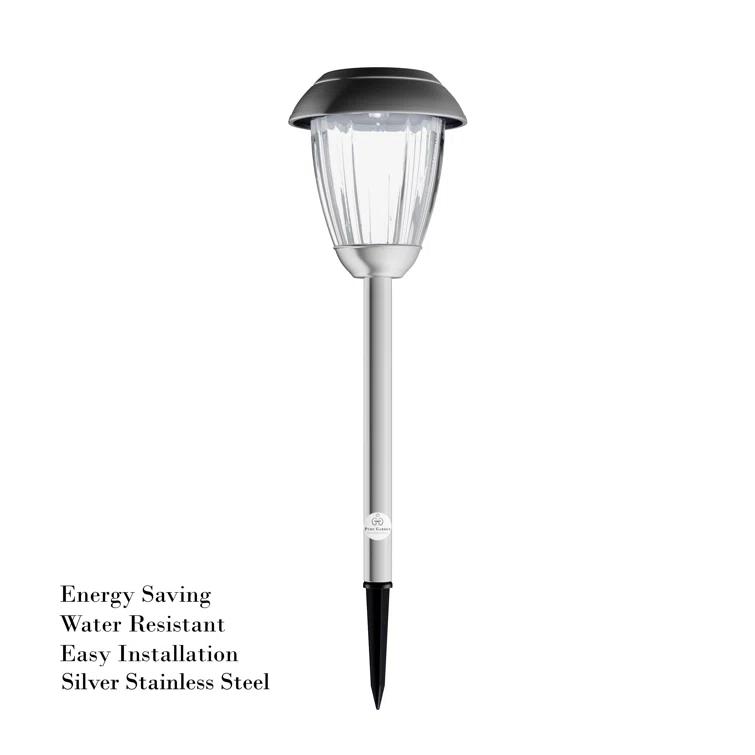 Pure Garden 8 Solar Outdoor Lights - 16-Inch-Tall Stainless-Steel Stake Lights for Gardens, Walkways, Driveways, Landscapes, and Patios by Pure Garden (Set of 8)