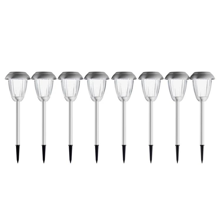 Pure Garden 8 Solar Outdoor Lights - 16-Inch-Tall Stainless-Steel Stake Lights for Gardens, Walkways, Driveways, Landscapes, and Patios by Pure Garden (Set of 8)