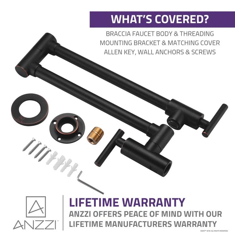 ANZZI Braccia Series 24" Wall Mounted Pot Filler With Accessories
