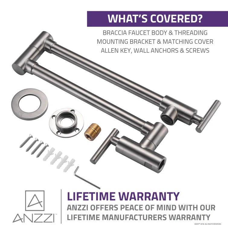 ANZZI ANZZI Braccia Series 24" Wall Mounted Pot Filler With Accessories KF-AZ258BN
