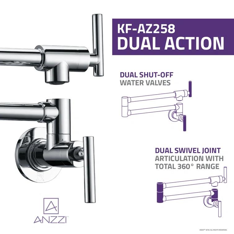 ANZZI ANZZI Braccia Series 24" Wall Mounted Pot Filler With Accessories KF-AZ258CH