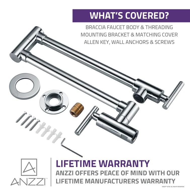 ANZZI ANZZI Braccia Series 24" Wall Mounted Pot Filler With Accessories KF-AZ258CH