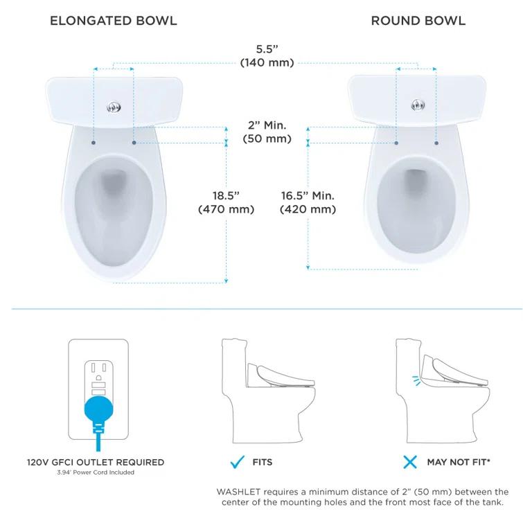 TOTO WASHLET S500e Elongated Bidet Seat with EWATER+ Cleaning - SW3046#01
