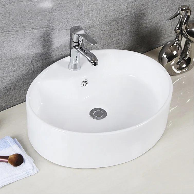 Safavieh Brook 16.7'' White Ceramic Circular Bathroom Sink with Overflow