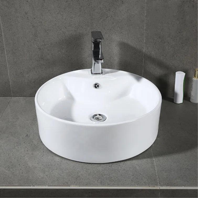Safavieh Mira 16.92'' White Ceramic Circular Bathroom Sink with Overflow