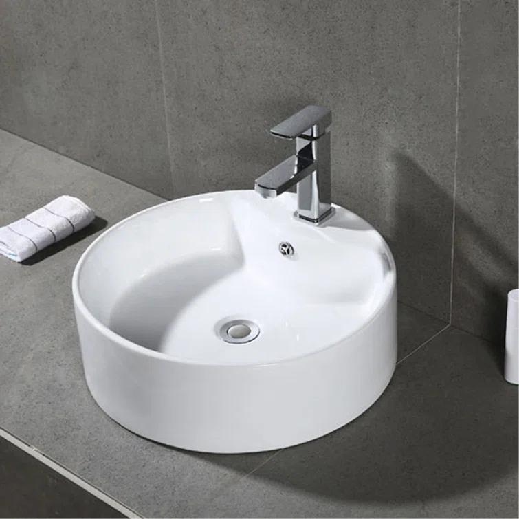 Safavieh Mira 16.92'' White Ceramic Circular Bathroom Sink with Overflow
