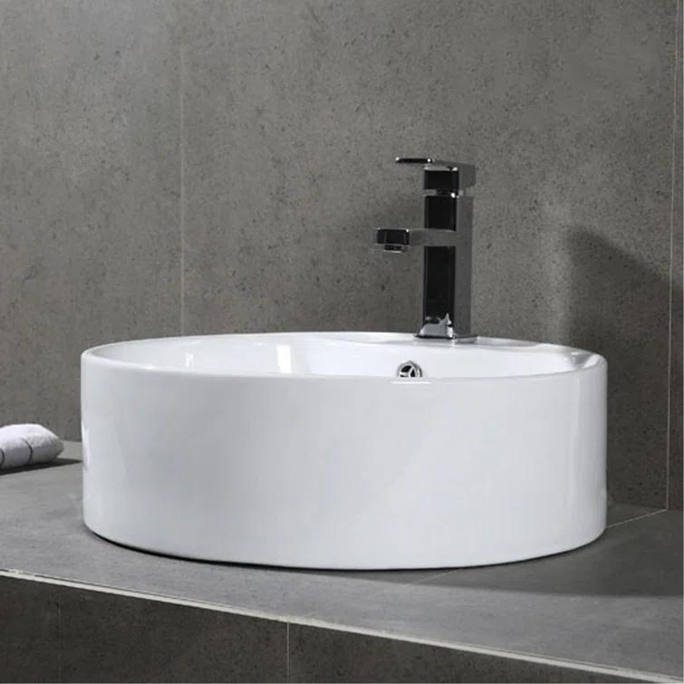 Safavieh Mira 16.92'' White Ceramic Circular Bathroom Sink with Overflow