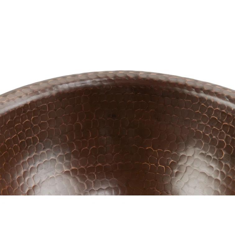 12" Round Self Rimming Hammered Copper Bathroom Sink