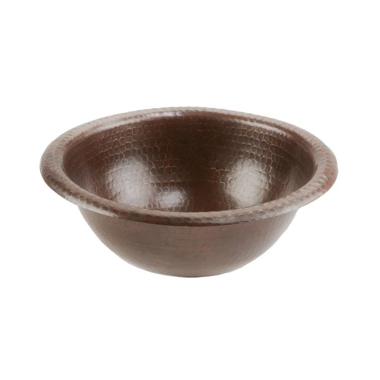 12" Round Self Rimming Hammered Copper Bathroom Sink